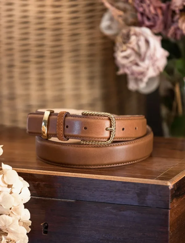 Pied de Biche Ceintures>Ceinture Classique Torsade Cognac