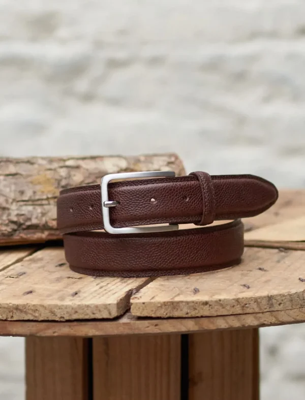 Pied de Biche Ceintures>Ceinture Homme Classique Chocolat Graine