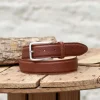 Pied de Biche Ceintures>Ceinture Homme Classique Cognac Graine