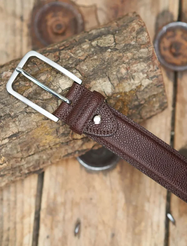 Pied de Biche Ceintures>Ceinture Homme Classique Chocolat Graine