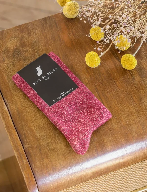 Pied de Biche Chaussettes>Chaussettes Bordeaux Paillete