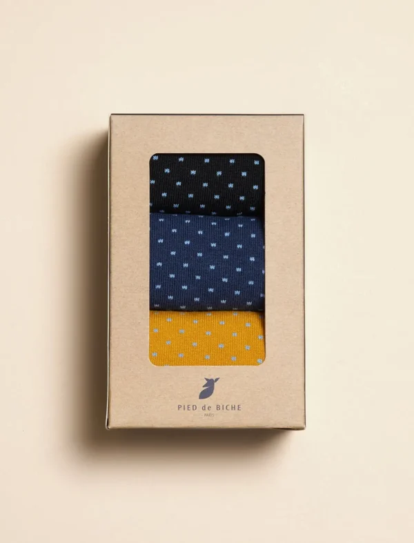 Pied de Biche Chaussettes>Chaussettes A Pois Trio Homme