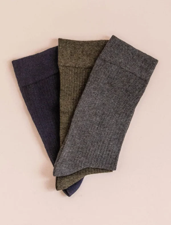 Pied de Biche Chaussettes>Chaussettes Cotelees Trio Pour Homme