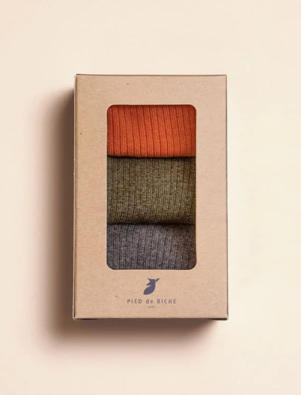 Pied de Biche Chaussettes>Chaussettes Cotelees Unies Trio Pour Femme