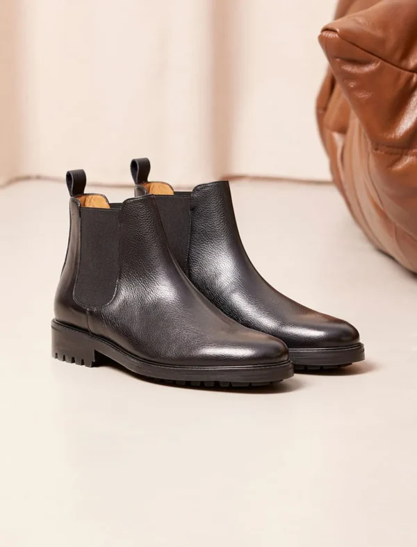 Pied de Biche Boots Et Bottines>Chelsea Boot Commando Noir Graine