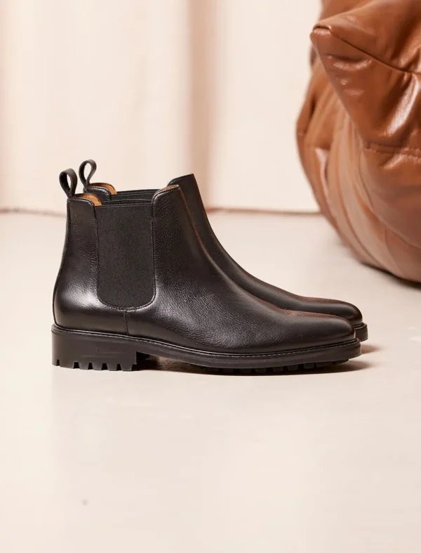 Pied de Biche Boots Et Bottines>Chelsea Boot Commando Noir Graine