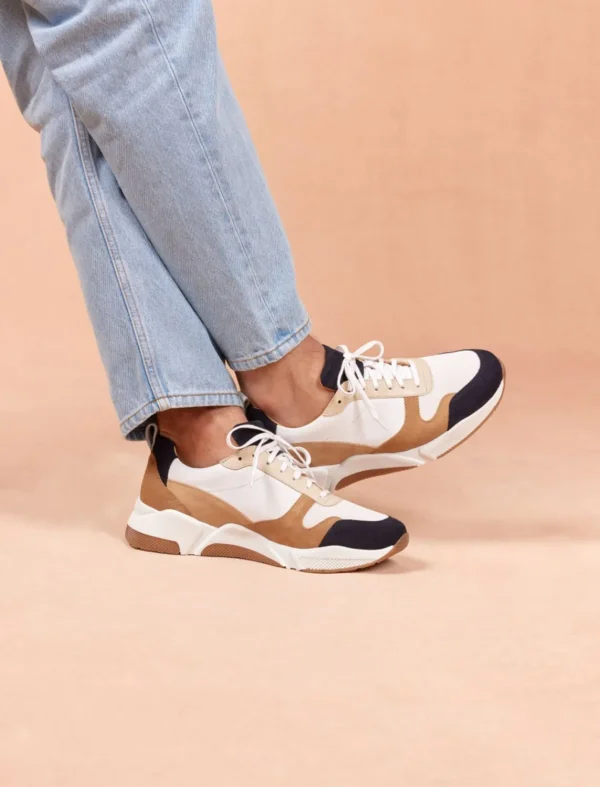 Pied de Biche Sneakers>Running Thelma Blanc Et Caramel