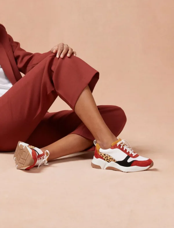 Pied de Biche Sneakers>Thelma Cherry Burnt & Leopard