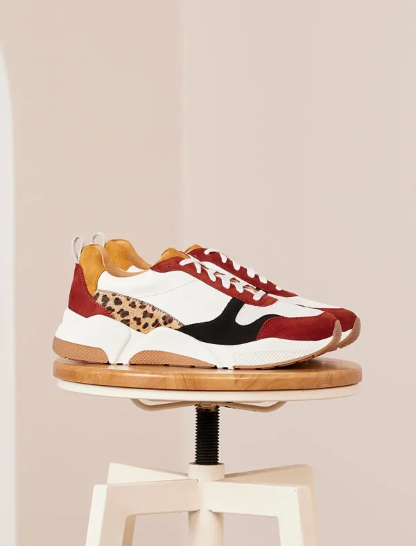 Pied de Biche Sneakers>Thelma Cherry Burnt & Leopard