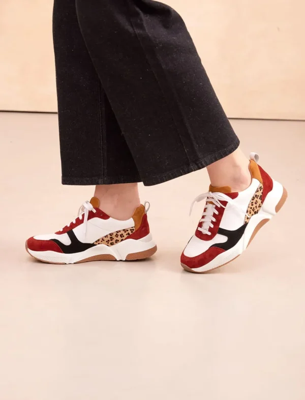 Pied de Biche Sneakers>Thelma Cherry Burnt & Leopard