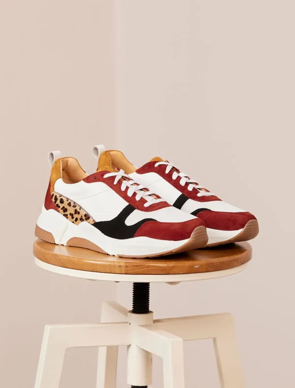 Pied de Biche Sneakers>Thelma Cherry Burnt & Leopard