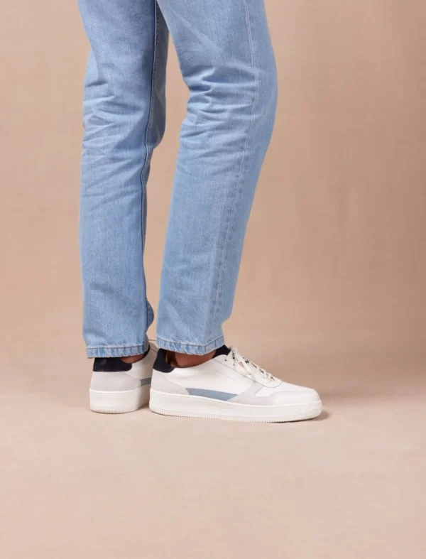 Pied de Biche Sneakers>Vasco Blanc & Bleu Arctique