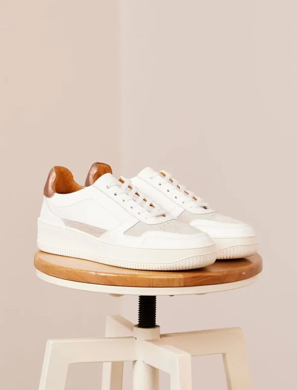 Pied de Biche Sneakers>Vasco Blanc & Rose Gold