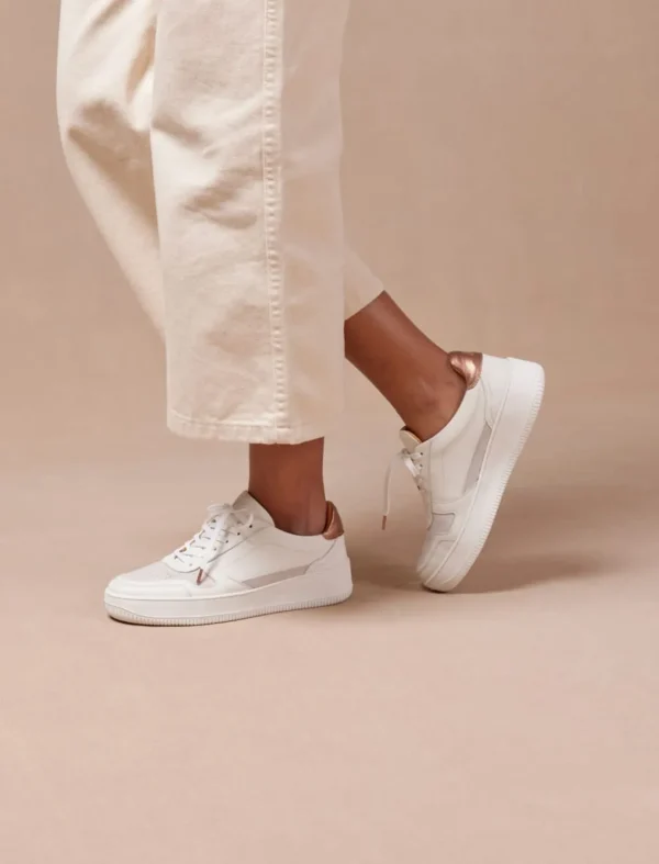 Pied de Biche Sneakers>Vasco Blanc & Rose Gold